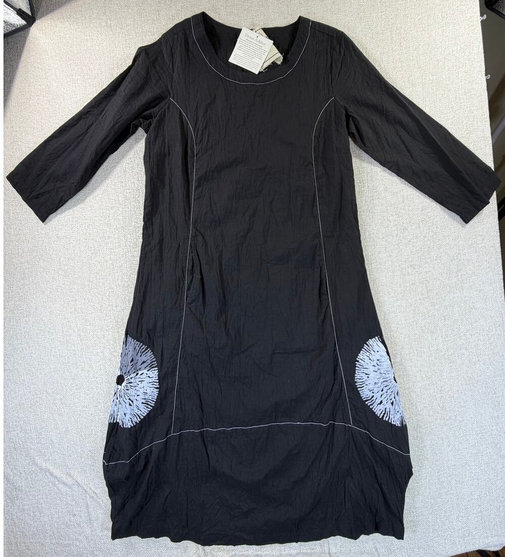 Dress Addict Women L Black White NWT Abstract Goth Midi Lagenlook Dress